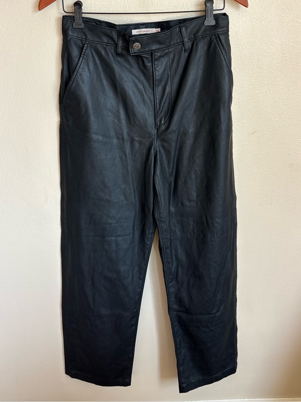 Levi’s Made & Crafted Math Club Slacks Black Faux Leather Slacks Pants 28 - Picture 6 of 16